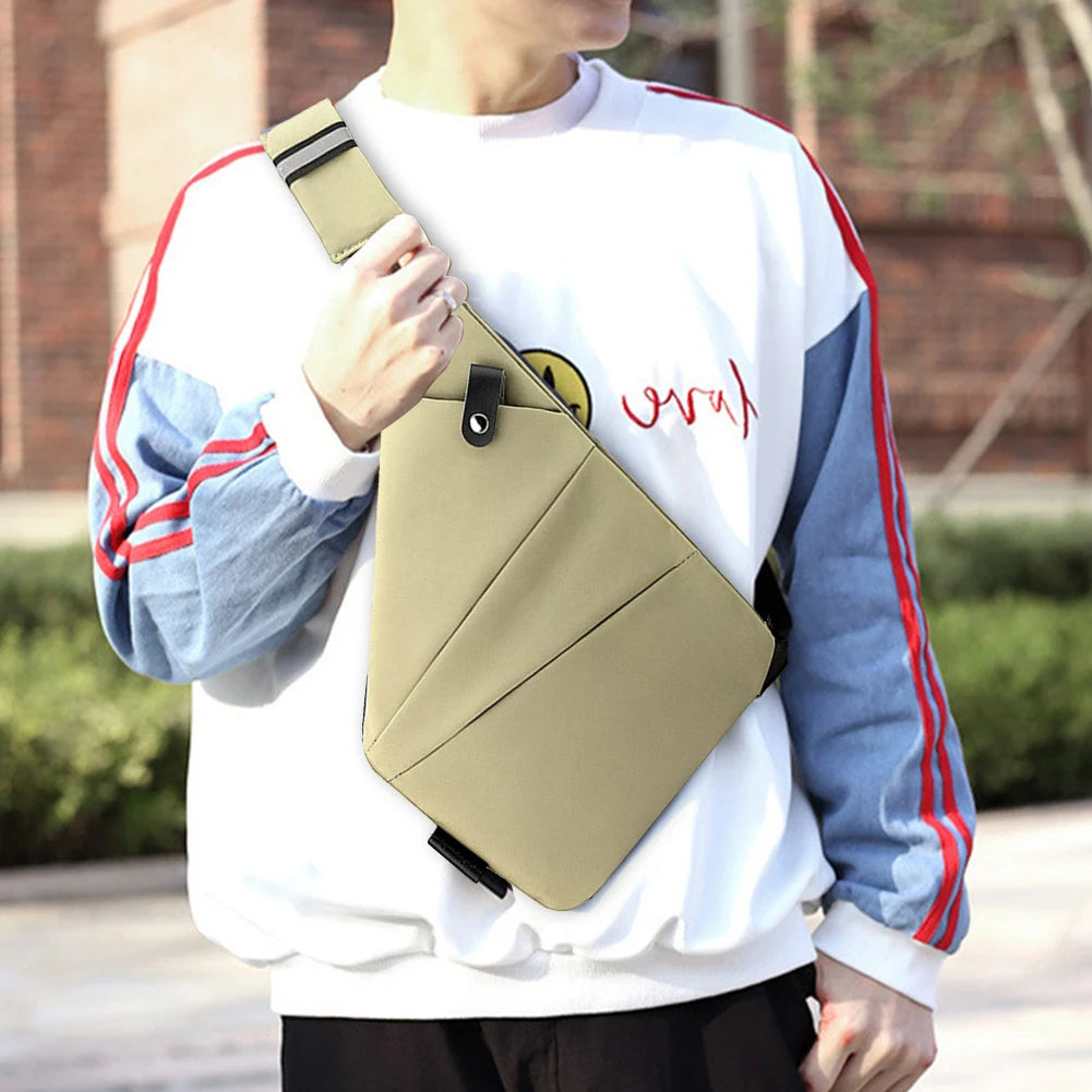 Mens Fashion Chest Bag Travel Crossbody Bag Large Capacity Simple Sling Bag Anti Theft Bag Adjustable Strap Waist Pack