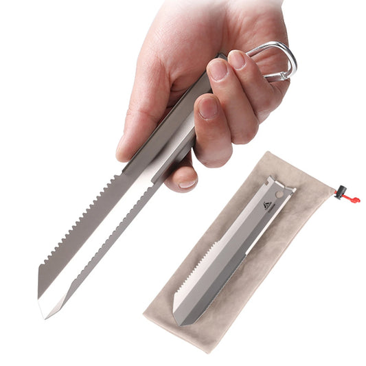 Tomshoo Titanium Garden Hand Serrated Shovel Outdoor Camping Hiking Backpacking Trowel with Clip Hand Shovel Outdoor Tools