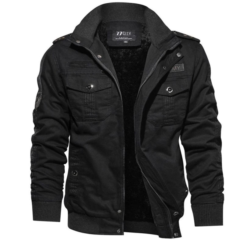 Men's Tactical Jacket Autumn Winter Fleece Tactical Jackets Men Casual Multiple Pockets Windproof Outdoor Workwear Coat