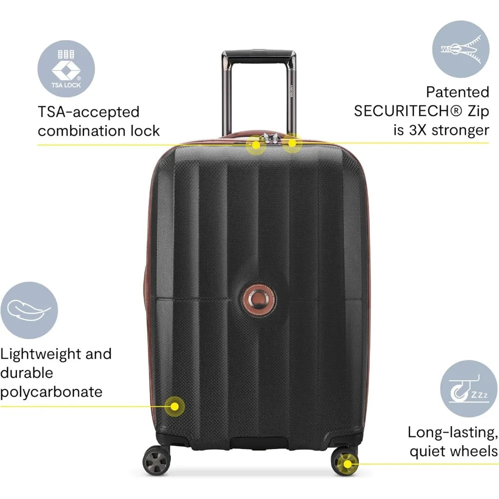 paris hardside expandable spinner luggage set, black, 3-piece (21/24/28)