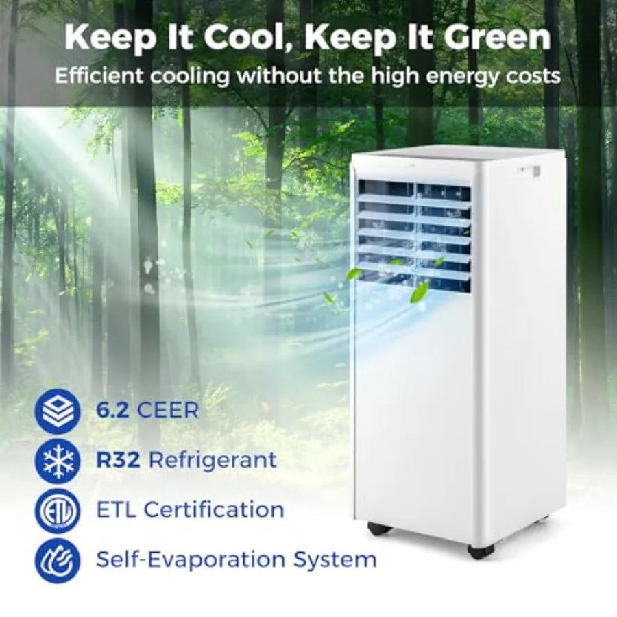 8000 BTU Portable Air Conditioner for Home and Office Use Features Fan Cooling Dehumidifier Sleep Mode Cools Up to 250 Sq.Ft In