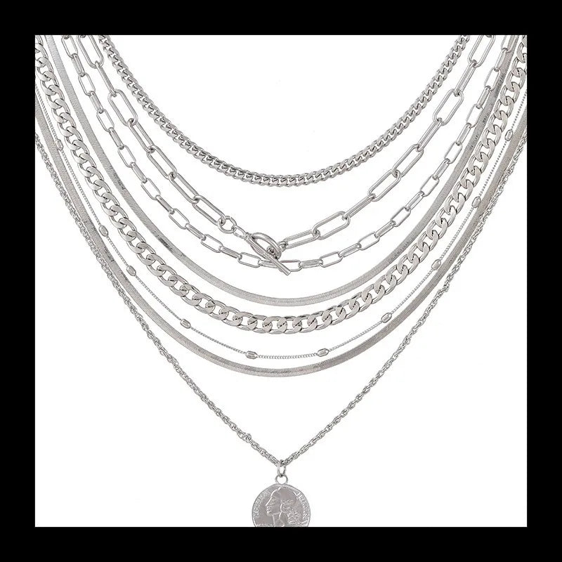 Metal-plated Multi-layer Stacked Tarot Necklace for Ins Style Explosive Items