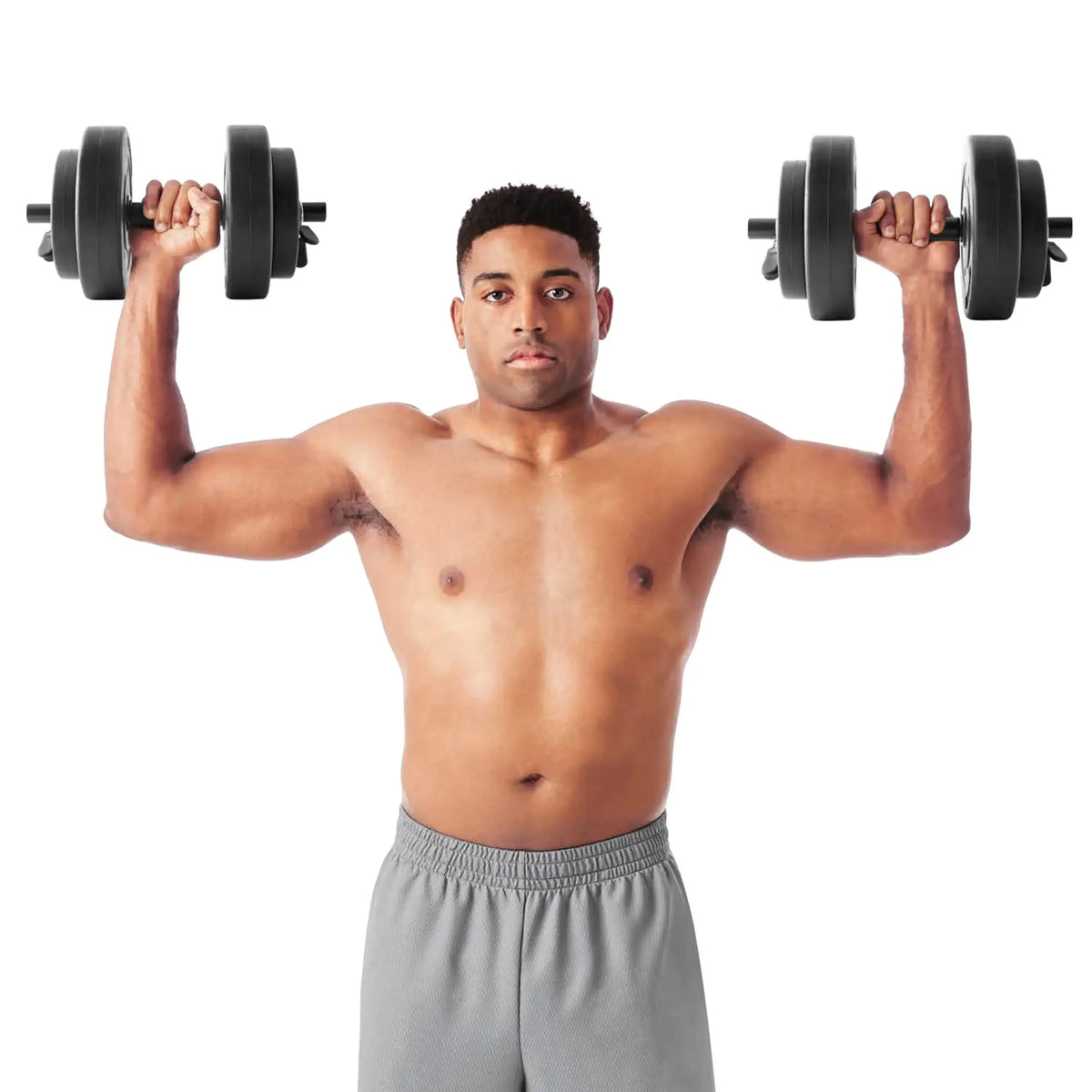Space Saving 40lb Adjustable Dumbbell Set with Case - Vinyl Weights for Home Gym & Strength Training
