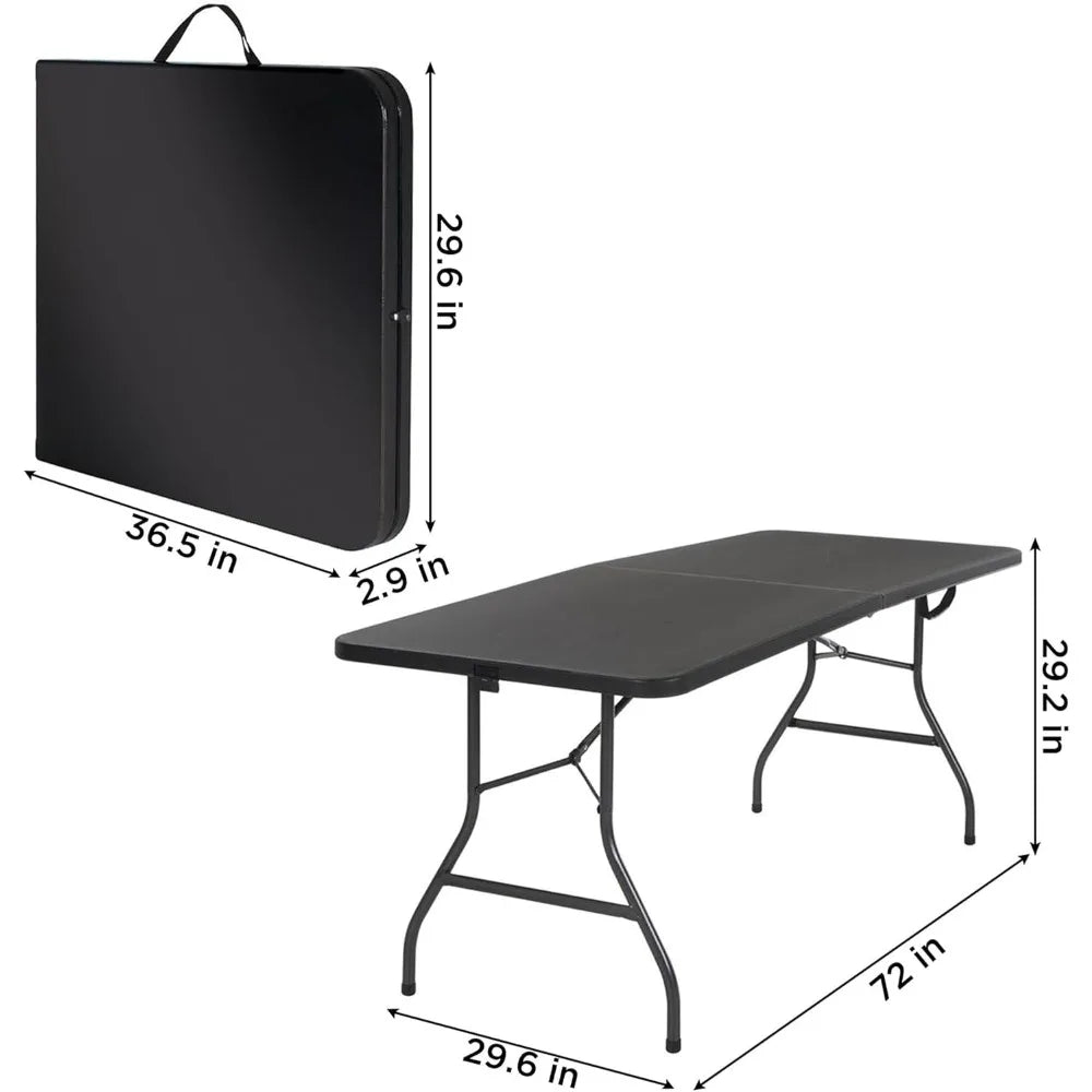 COSCO 6-Foot Black Molded Folding Banquet Table with Handle