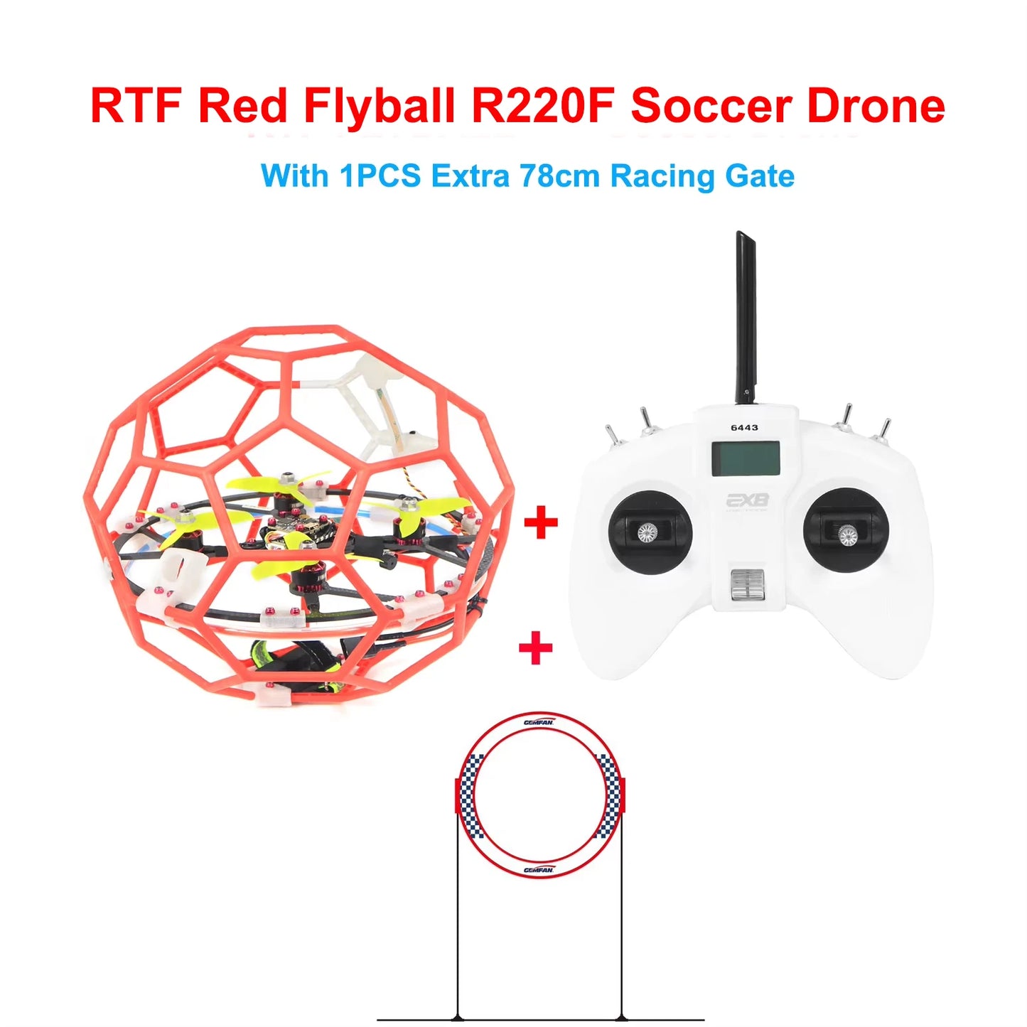 LDARC RTF Flyball 220 Soccer Drone Fly Ball with 2.4G 8CH Radio Transmitter AC900RX 78cm Racing Gate F4 4S Flying Quadcopter Toy