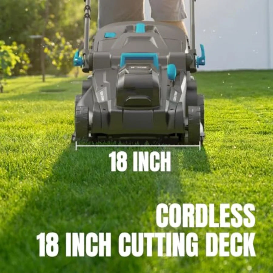 2x20V 18 inch Cordless Brushless Electric Push Lawn Mower with 6-Position Cutting Height Adjustment Ideal for Large Yard Mainte