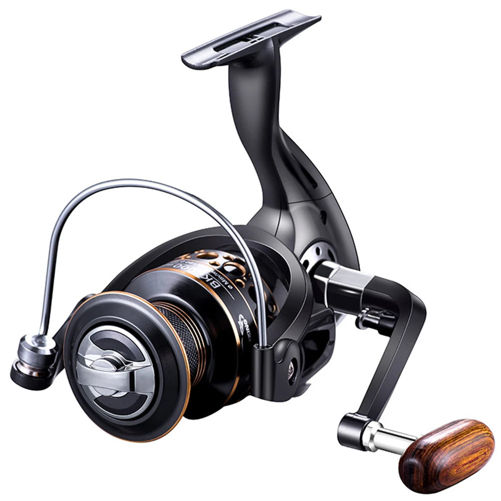Spinning Reel Ultra Smooth Powerful Freshwater Fishing Reels with Wood Handle Spinning Fishing Reel 5.2:1 Gear Ratio 13 Bearings