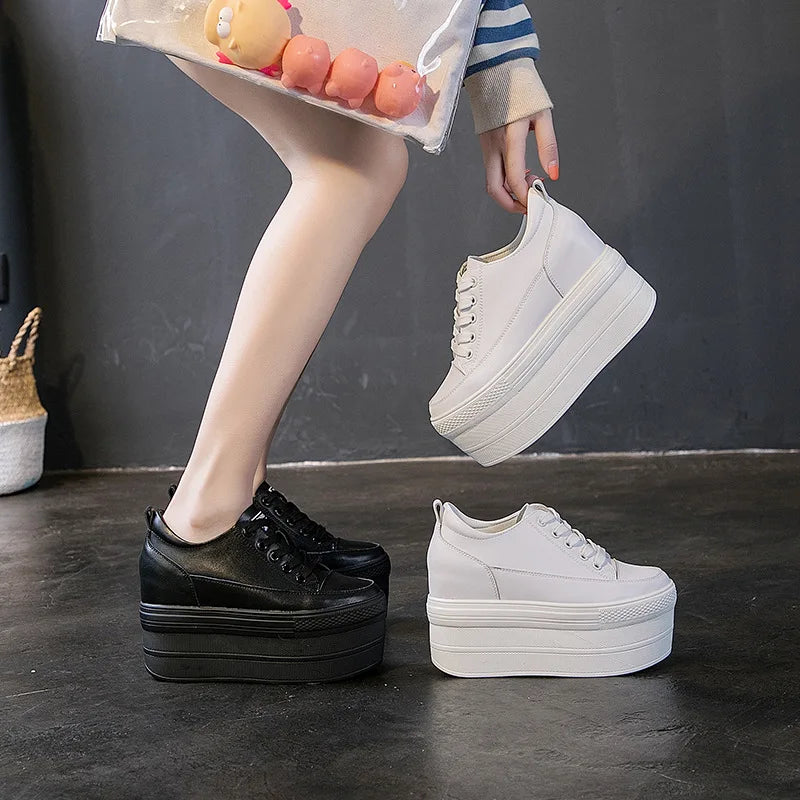 Platform Heel Wedge Shoes Sneakers Pumps White Platform Air Mesh Hollow Pumps Shoes Women Zapatos