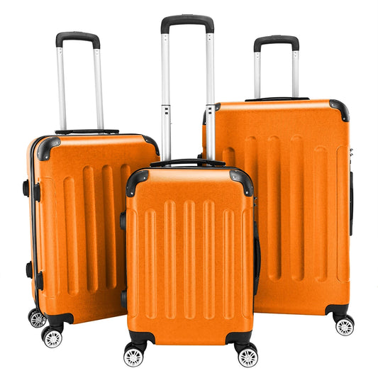 3-in-1 Portable ABS Trolley Case 20" / 24" / 28" Orange Large capacity suitcase Pull rod suitcase  suitcase set