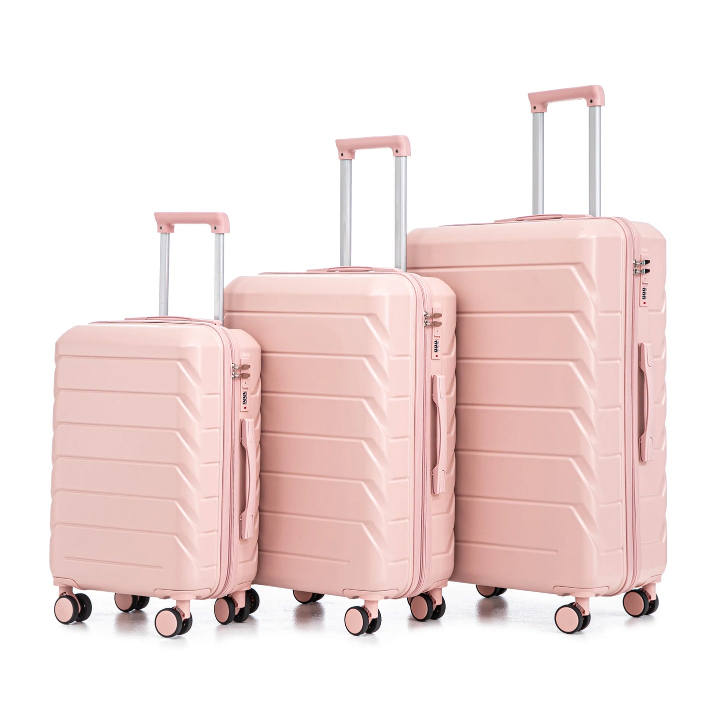 3 in 1 ABS&PC Trolley Box 20in 24in 28in Trolley Box Iron Tie Rod ABSPC Alloy Pink  travel suitcase set suitcases and travel bag