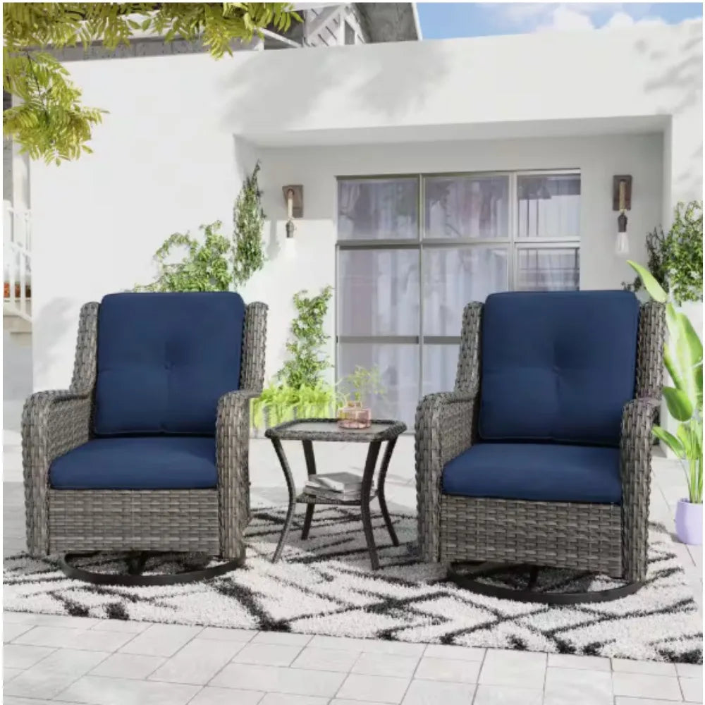 Wicker Patio Conversation Set with Cushions,Modern and chic bistro table set integrate with outdoor/indoor living space