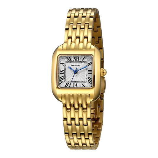 BERNY Gold Watch for Women Luxury Brand Square Quartz Ladies Watches Top Quality Fashion Elegant, Local Warehouse, Fast Delivery