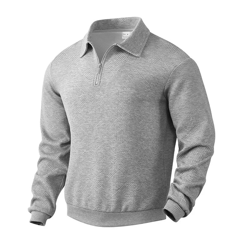 Men's Long-Sleeved Lapel Zipper Polo Shirt Casual Loose Top for Autumn 2025 Cross-Border Popular Style