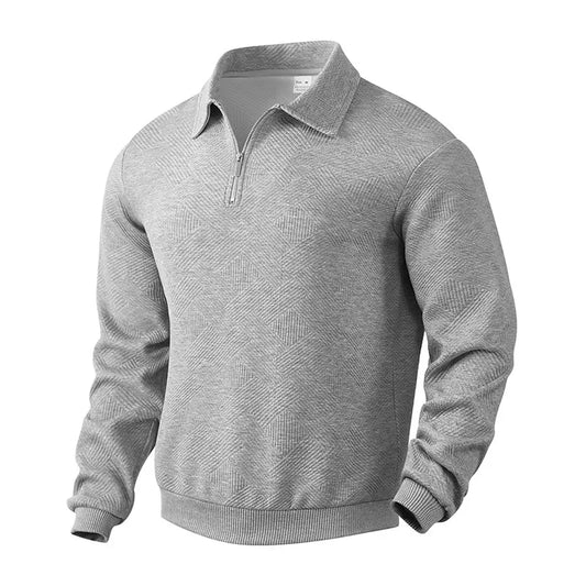 Men's Long-Sleeved Lapel Zipper Polo Shirt Casual Loose Top for Autumn 2025 Cross-Border Popular Style