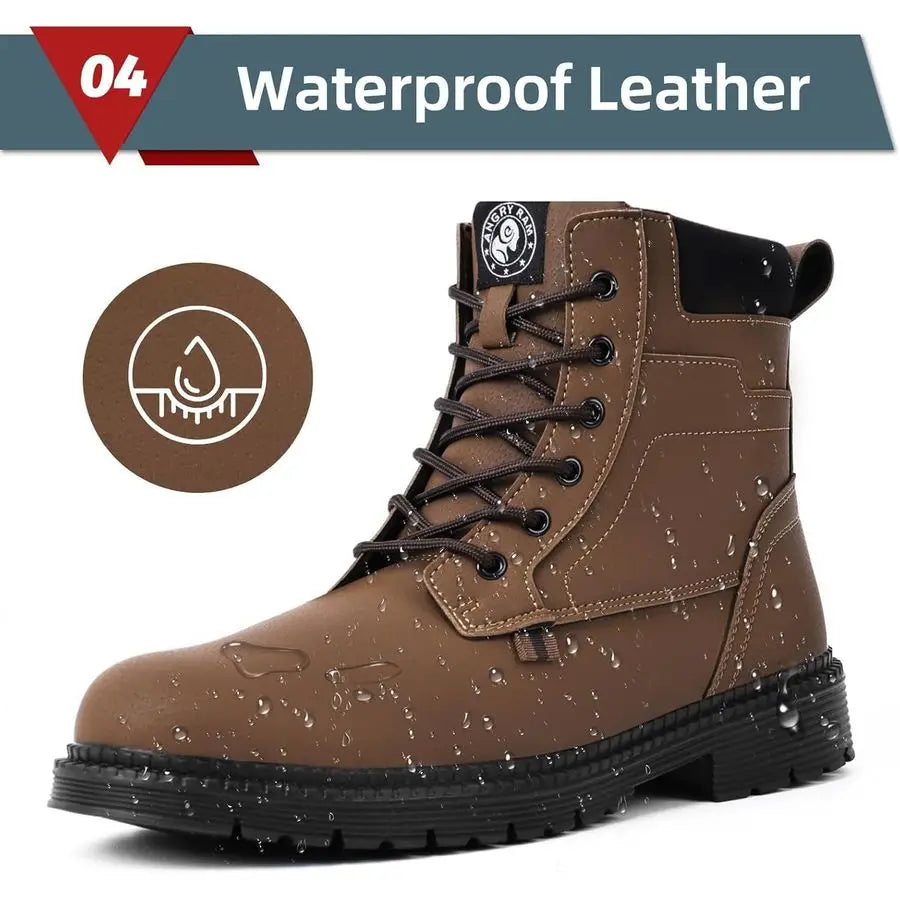 Steel Toe Boots for Women Comfortable Waterproof Construction Work Boots for Women Slip Resistant Lightweight Safety Shoes Botas