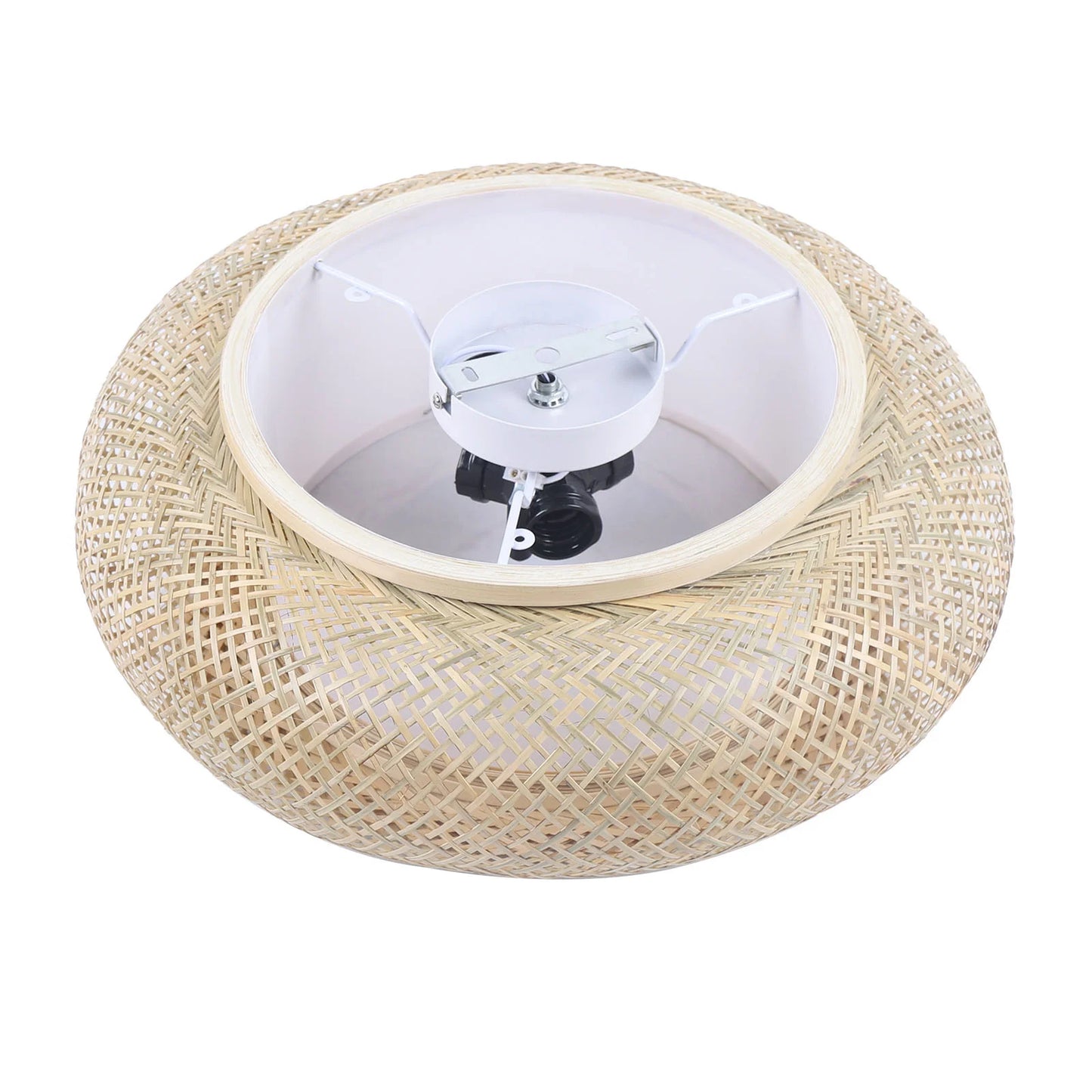 110V Bamboo Ceiling Light Rattan Ceiling Fixture Hanging Lamp Flush Mount Ceiling Lamp 3*E26 bulbs (Not Included)