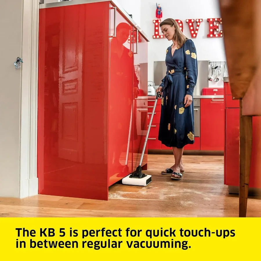 KB 5 Electric Floor Sweeper Broom, for Carpets, Hardwood Floors and Tiles, Lightweight and Cordless, Ideal for Fur, Hair, Dirt &