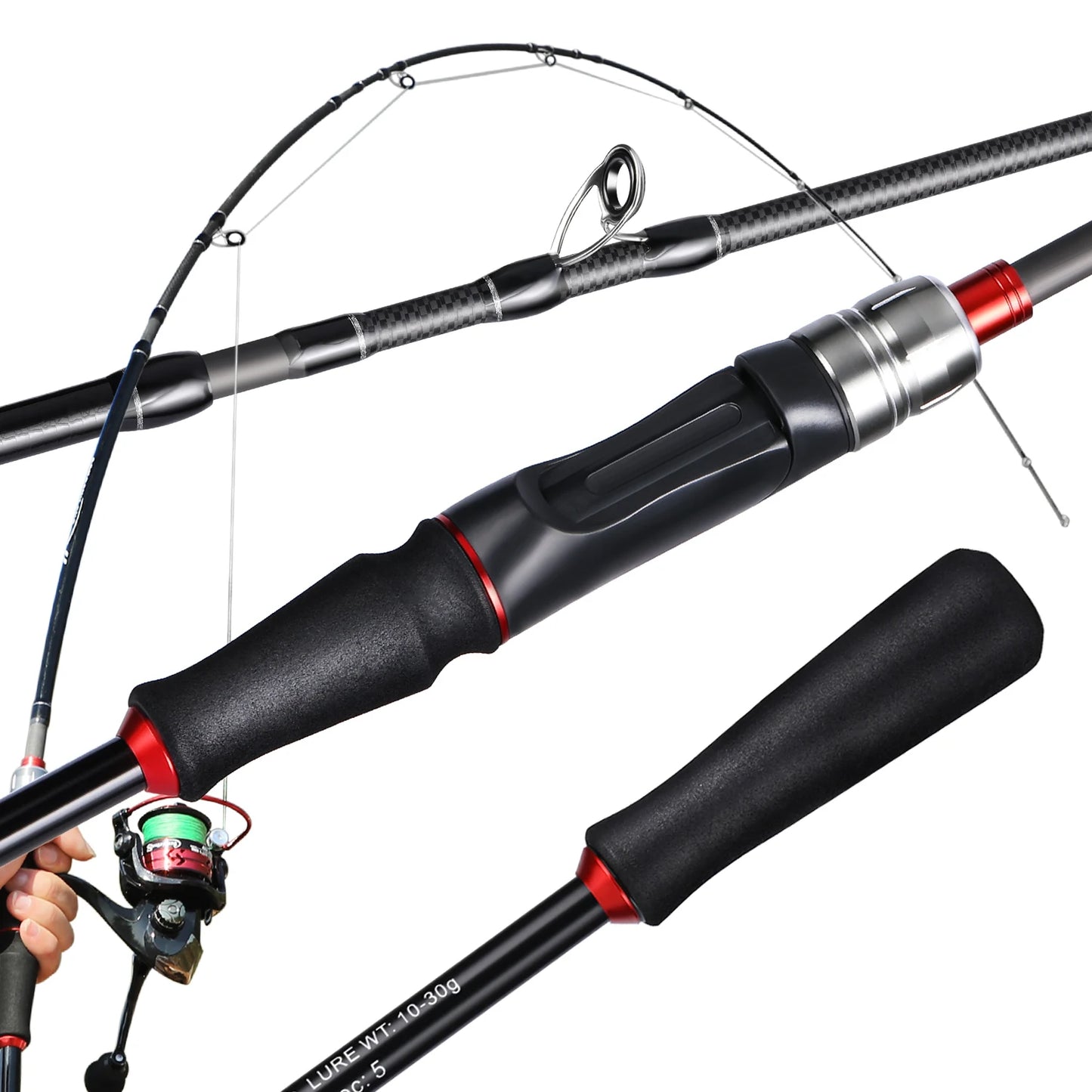 Sougayilang 1.8m 2.1m Lure Fishing Rod Carbon Fiber Spinning Fishing Rod Bait Weight 10-30g Travel Fishing Pole Pesca