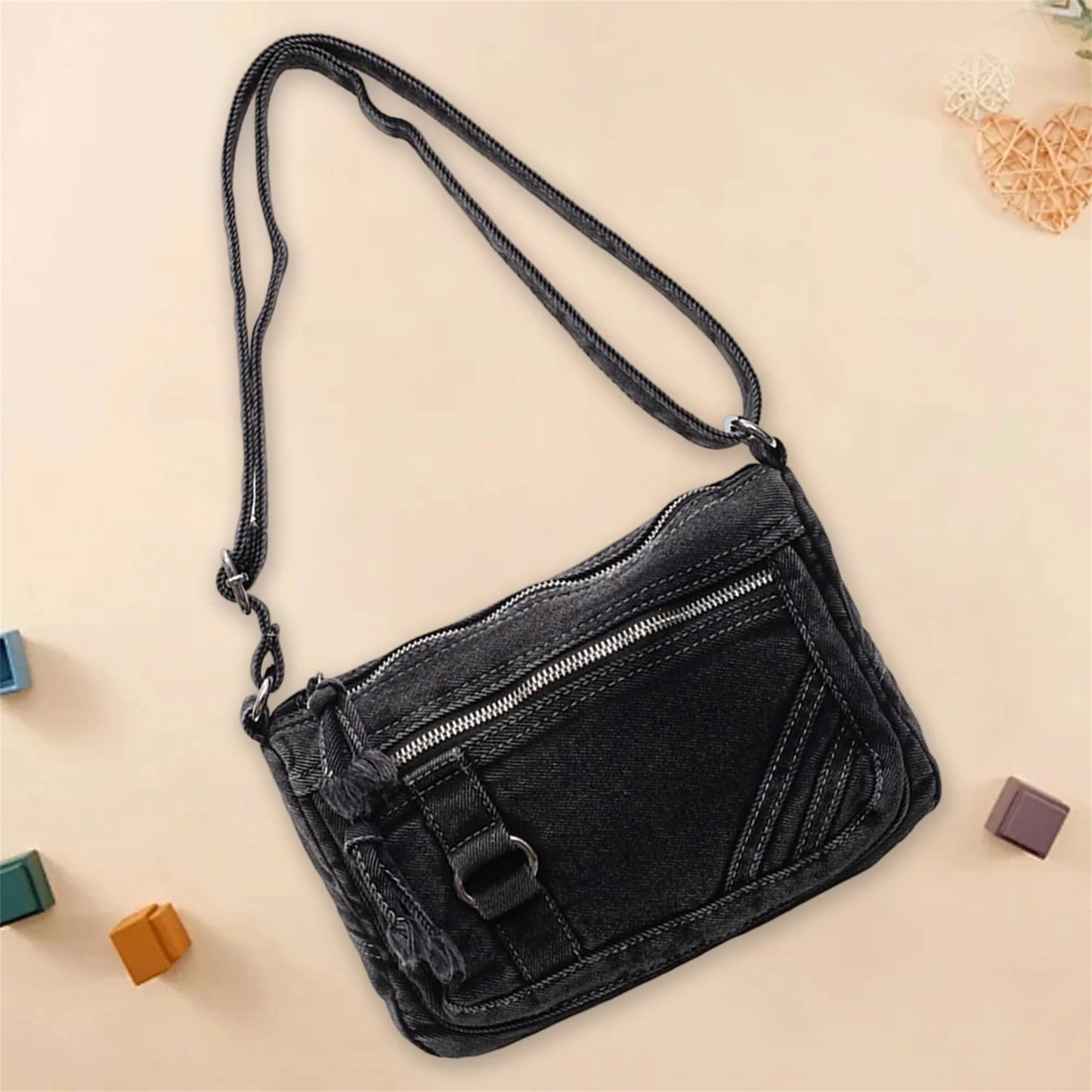 Fashionable Women s Denim Shoulder Bag with Adjustable Strap and Spacious Interior for Everyday Use