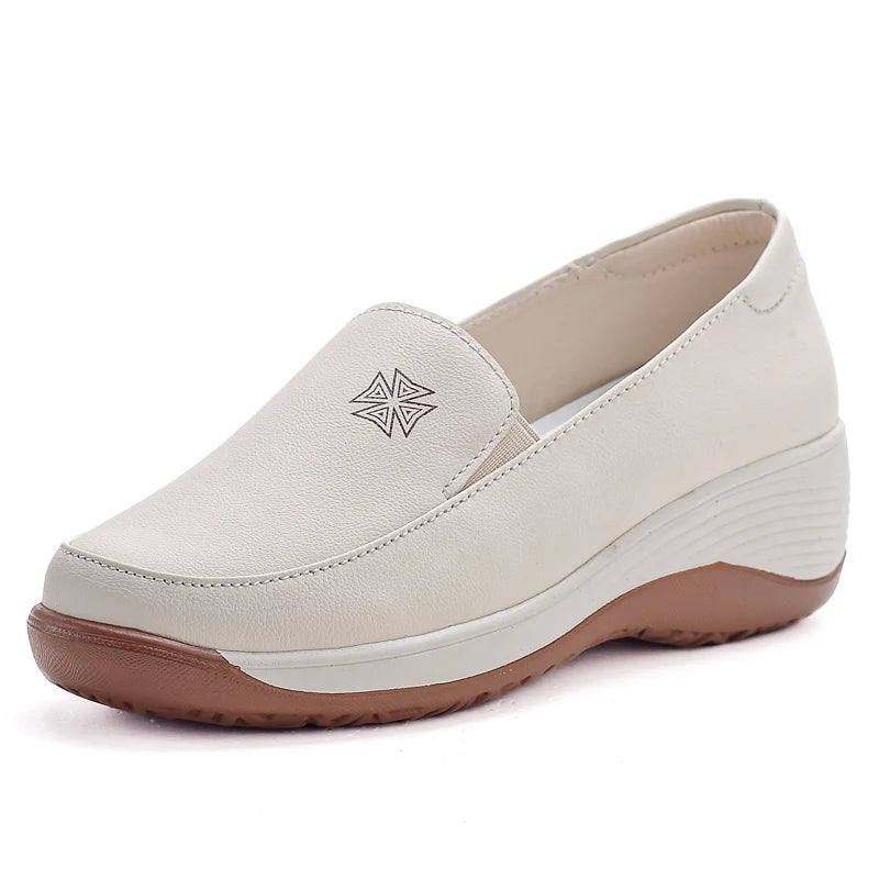Loafers Women 2024 New Spring One Foot Slip-on Round Toe Shoes Women Genuine Leather Soft Flats Shoes Women