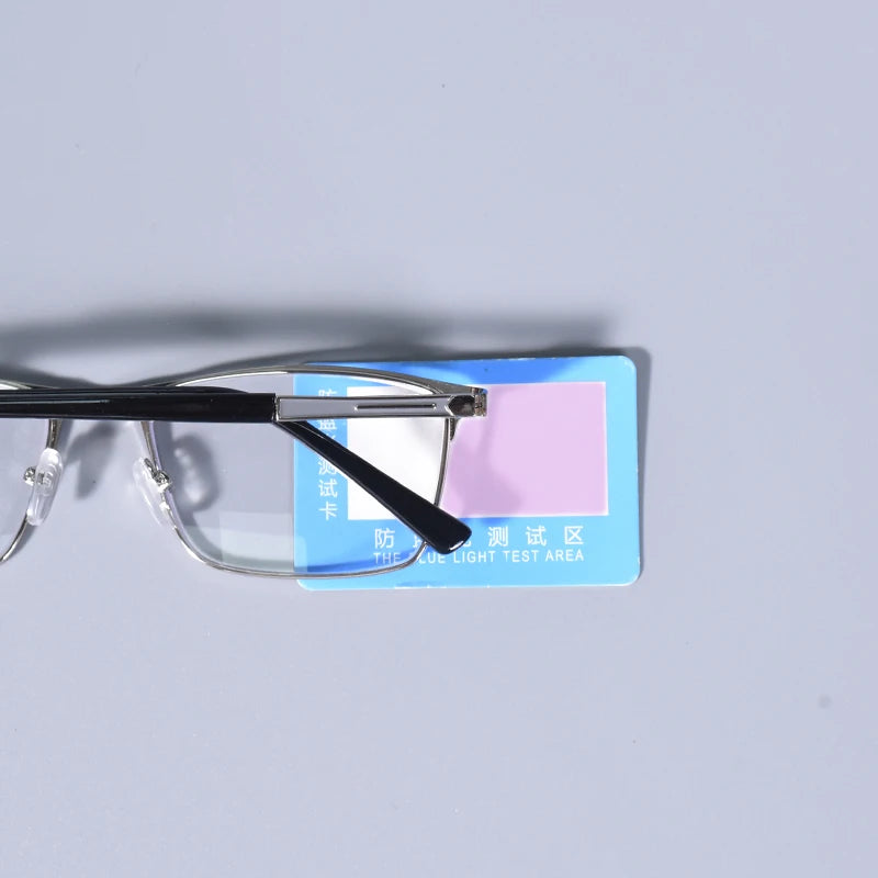 Anti Blue Light Men Reading Glasses Metal Full Frame Business Eyeglasses For Men Square Double Color Reading Eyewear +100+150