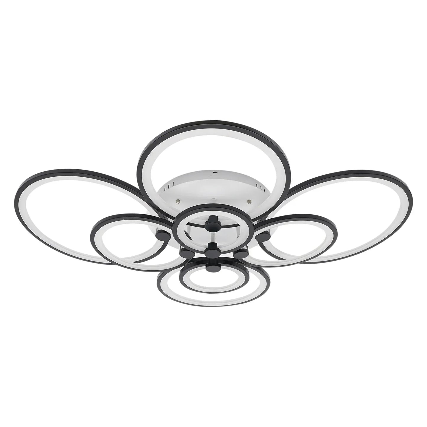 8-Light Modern LED Ceiling Lamp with Remote Control, Transparent Acrylic Shade, Semi-Flush Mount Chandelier  for Dining Room