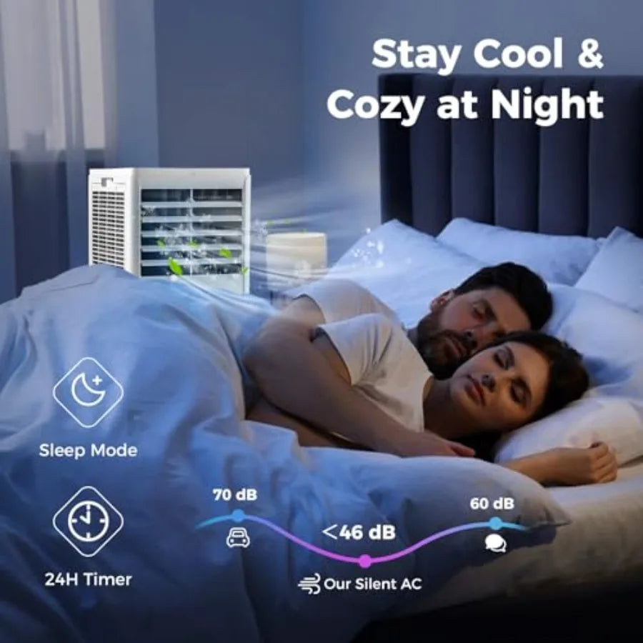 8000 BTU Portable Air Conditioner for Home and Office Use Features Fan Cooling Dehumidifier Sleep Mode Cools Up to 250 Sq.Ft In