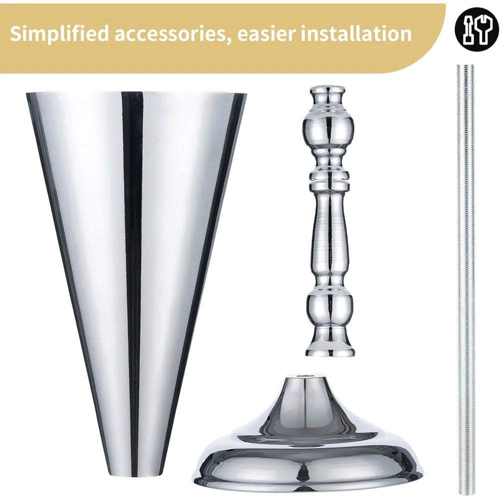 Elegant 16.5 Inch Silver Metal Flower Trumpet Vases for Wedding Table Centerpieces, Set of 10, Artificial Flower Arrangements