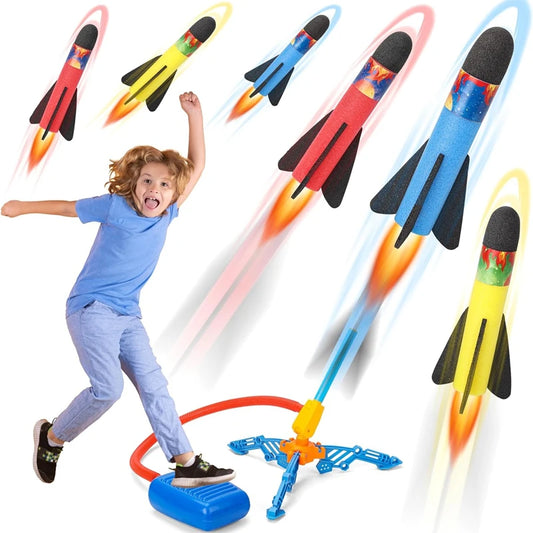 Toy Rocket Launcher for Kids, Foam Rocket & Air Launch Pad, Fun Outdoor Activitie Sport Game for Children