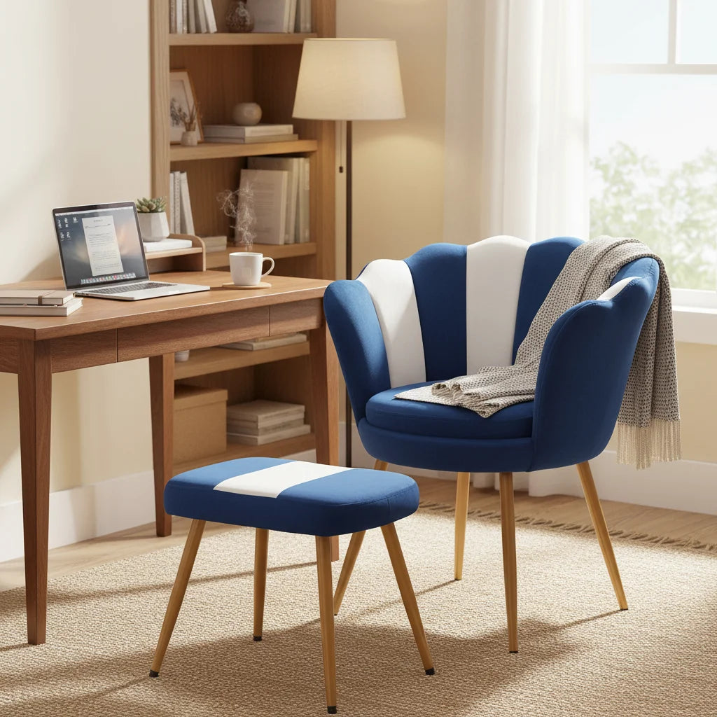 Mid-Century Modern Velvet Accent Chair, Retro Upholstered Single Sofa with Golden Metal Legs for Living Room Bedroom