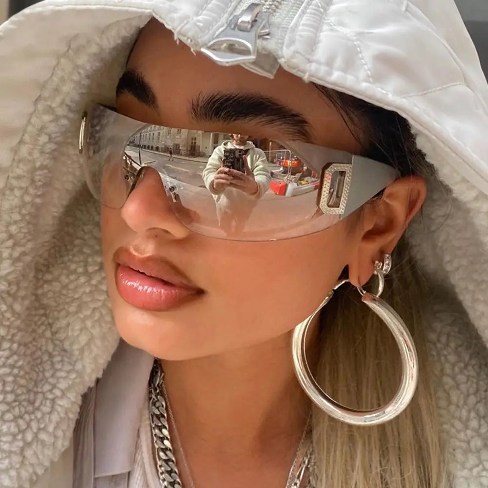 Luxury Y2K One Piece Sunglasses Women Brand Designer New Punk Sports Sun Glasses Men Goggle Shades UV400 Fashion Letter Eyewear