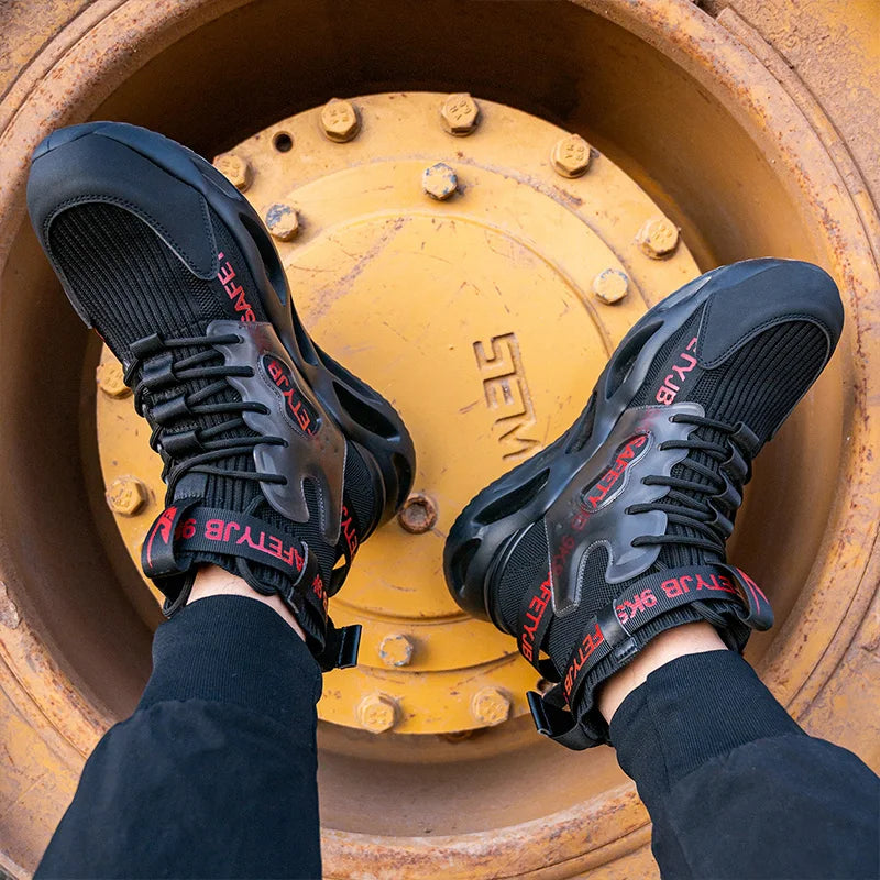 Safety Shoes Steel Toe Boots for Men Comfortable Adjustable Work Sneakers Anti shock Anti-Drop Work Shoes Non Slip Hiking Boots