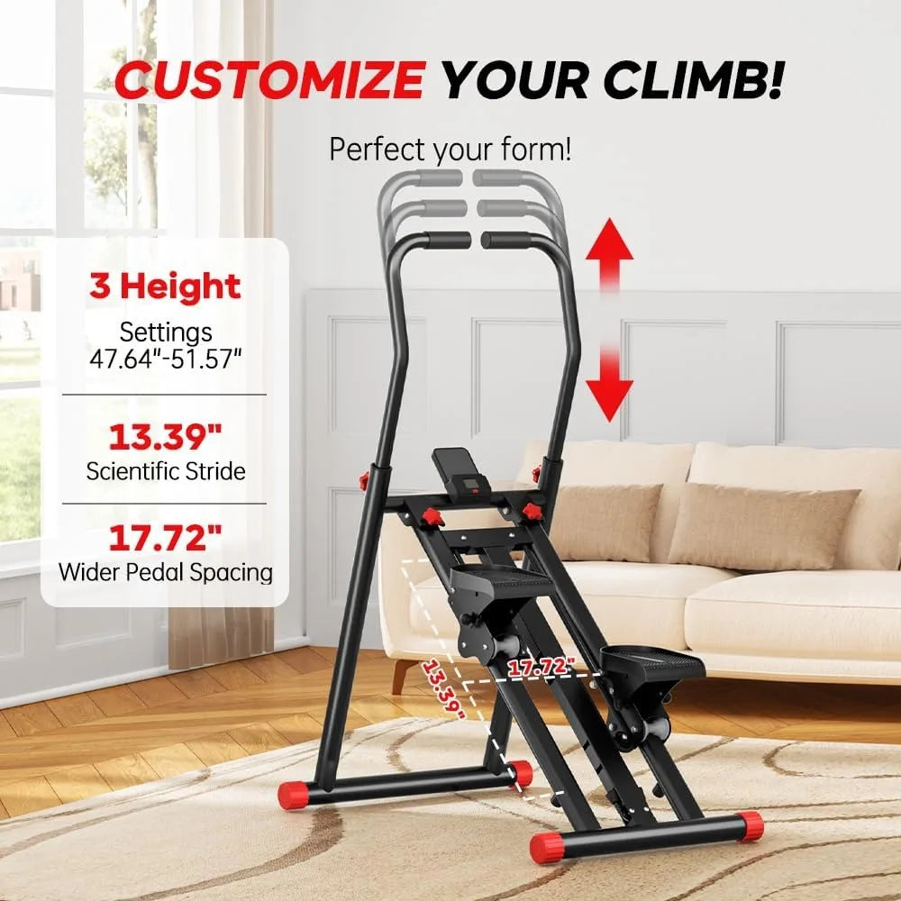 Home Vertical Climber: Upgraded Full-Body Exercise Machine with Adjustable Resistance and Speed Settings