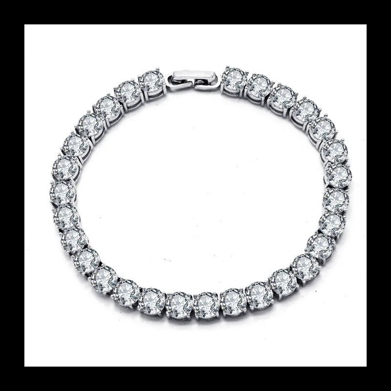 Internet Celebrity Full Zircon Bracelet S925 Sterling Silver Single Row Zircon Hip-hop Style Jewelry