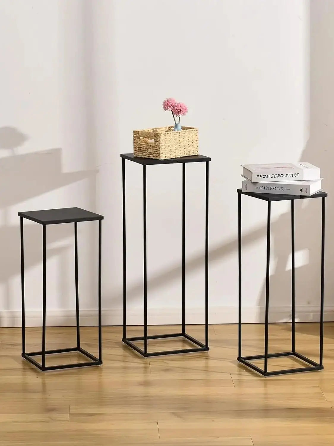 3Pcs Black Wedding Flower Vase  Metal Plant Shelf for Flower Display Corner Planter Pot Rack for Living Room Patio Decor