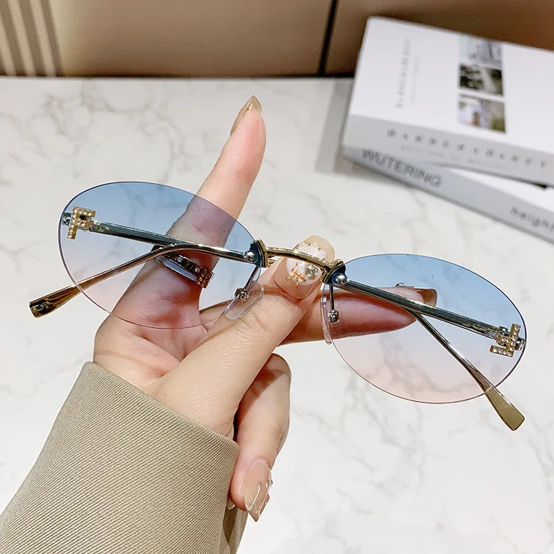 European and American fashionable frameless metal sunglasses