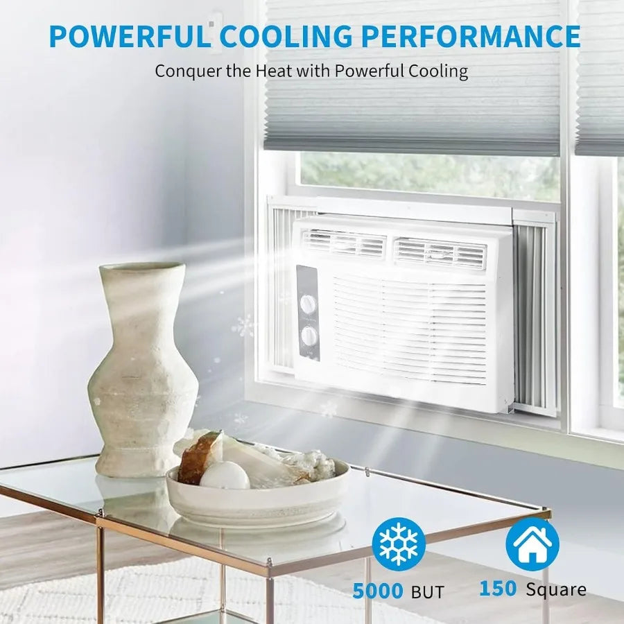 5000 BTU Window Air Conditioner with WiFiEnabled Smart Control and Remote Operation Offers 3 Modes: Cool Dry Fan with Adjustabl