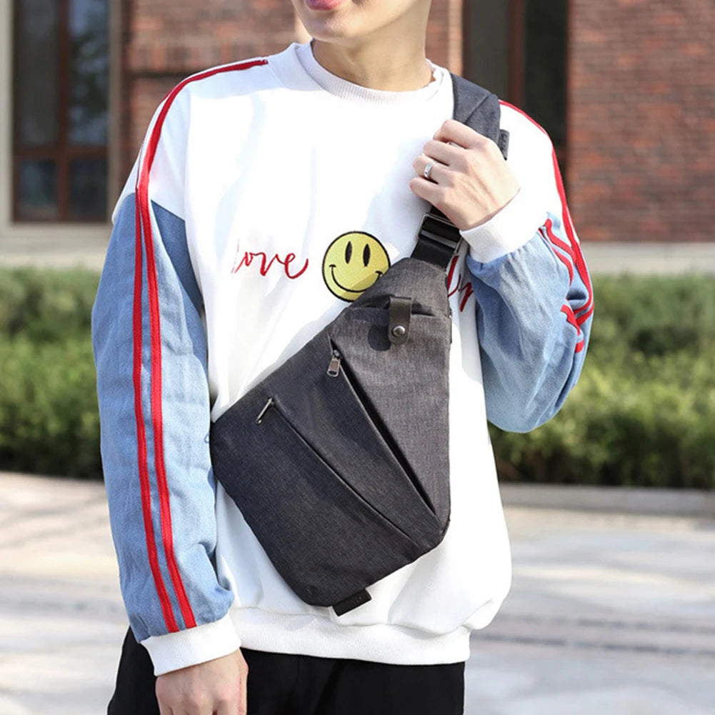Mens Fashion Chest Bag Travel Crossbody Bag Large Capacity Simple Sling Bag Anti Theft Bag Adjustable Strap Waist Pack