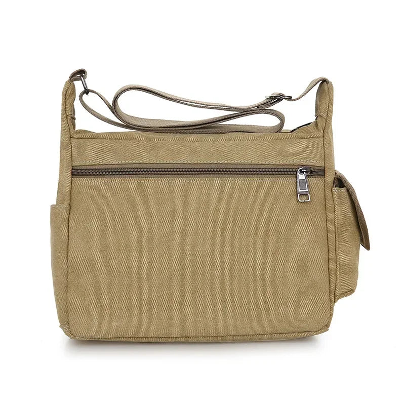 Men Canvas Shoulder Bag Travel Handbags Multifunction Messenger Bags Solid Zipper Top-handle Pack Casual Crossbody Bags Designer