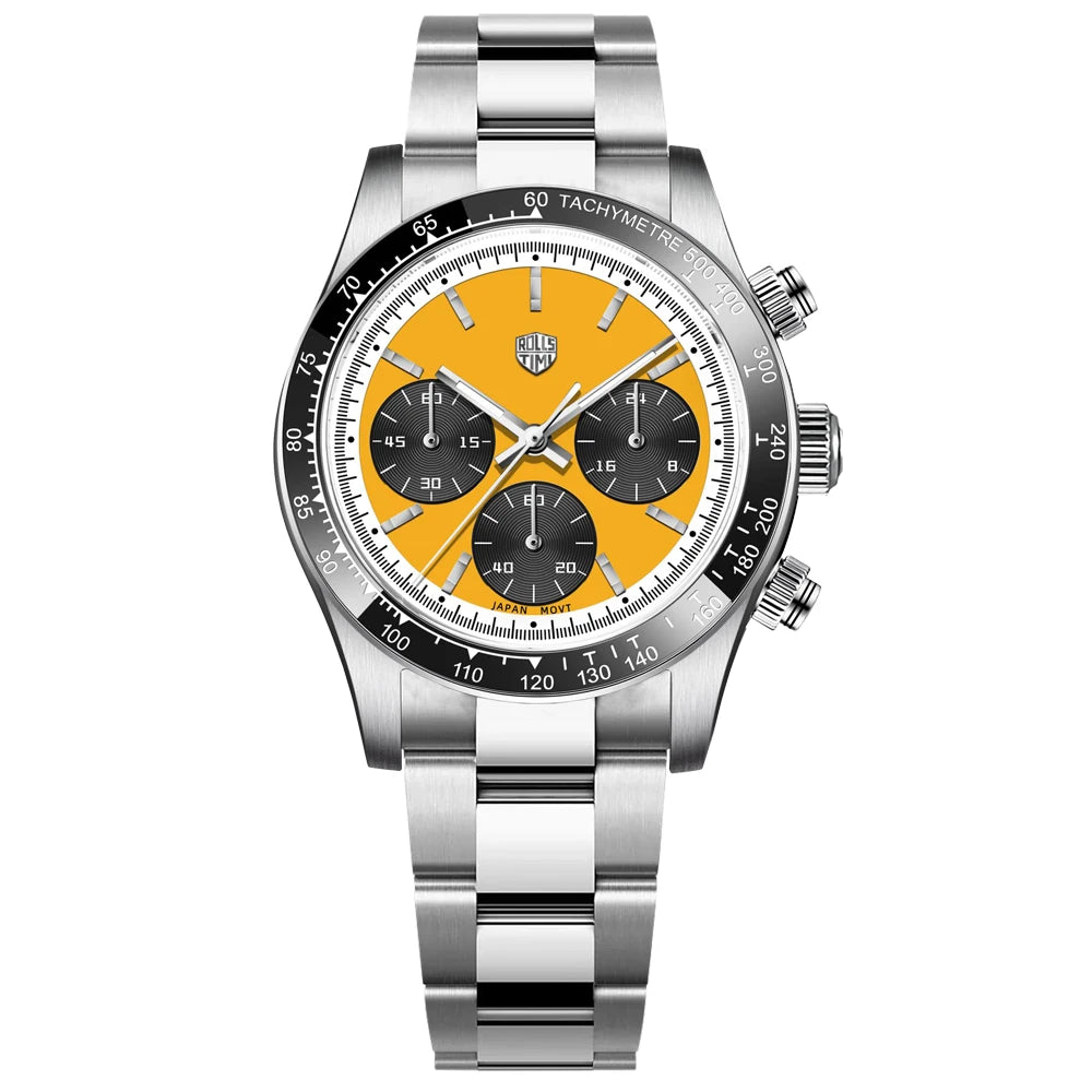 2025 New RollsTimi Men's Watches Luxury Quartz Chronograph Watch For Men Speed Wristwatches Ceramic Bezel AR Sapphire Waterproof