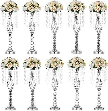 10pcs Gold Metal Flower Floor Stands, 21.7inch Tall Vases for Wedding Table Decor