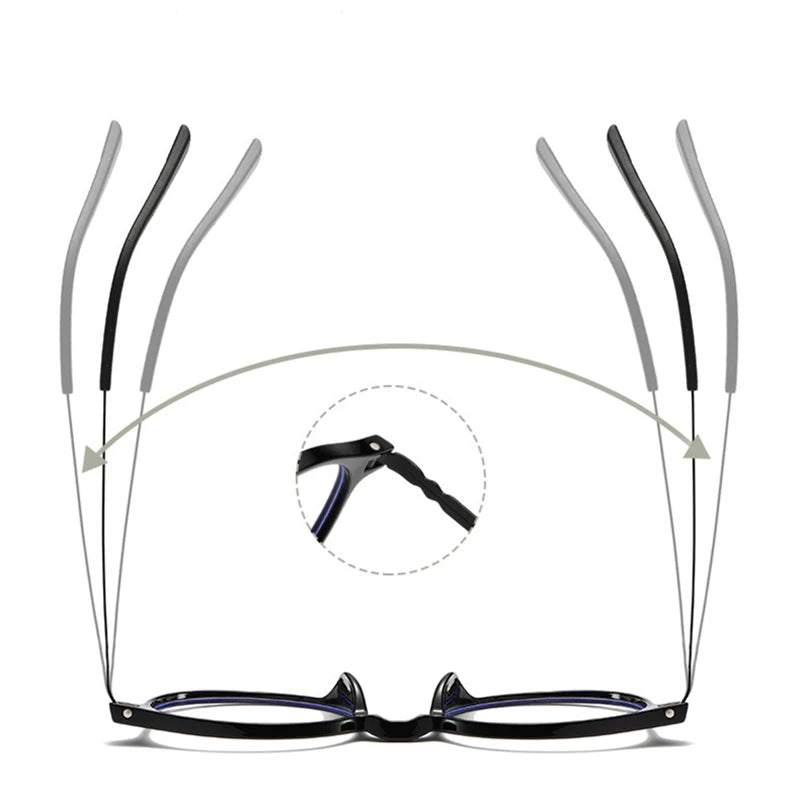 Retro UltraLight Rubber Titanium Anti Blue Light Photochromic Reading Glasses for Men and Women Fashion Round Presbyopic Glasses