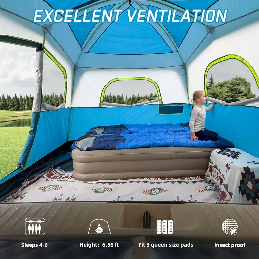 SUV Tents for Camping 6 Person Waterproof Car Family Camping Tent with Tailgate Attachment for SUV Jeep Truck with Cap Easy Set