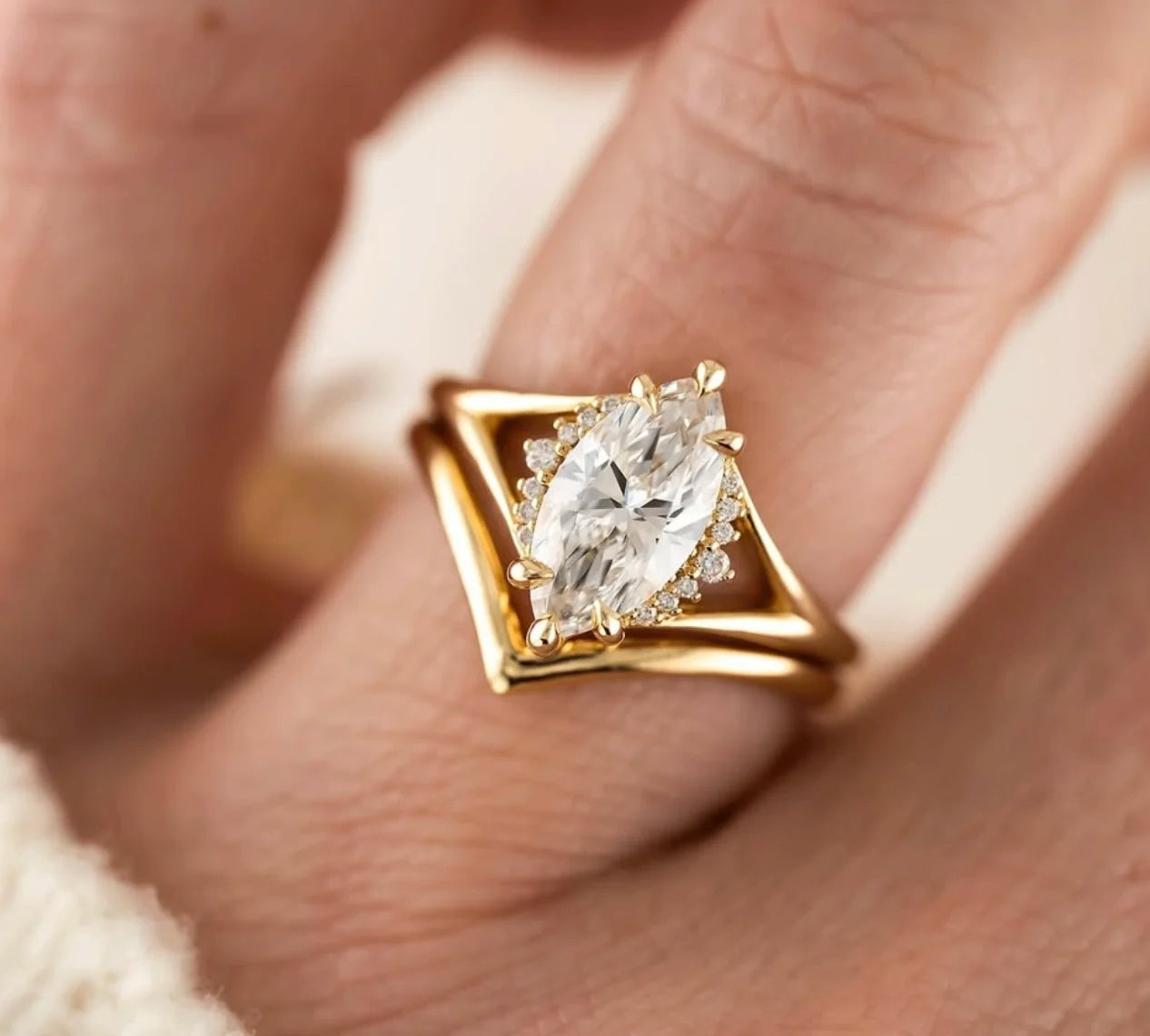 S925 Sterling Silver 2CT Moissanite Ring Set Fine Jewelry Gold-plated 18k Suitable for Gifts Birthday Gifts