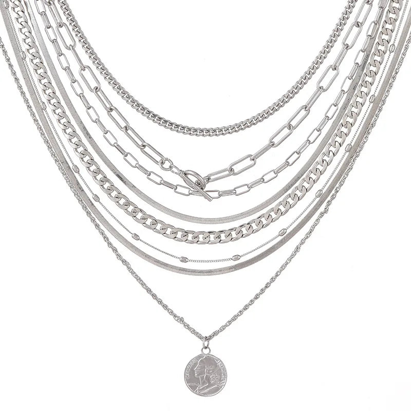 Metal-plated Multi-layer Stacked Tarot Necklace for Ins Style Explosive Items