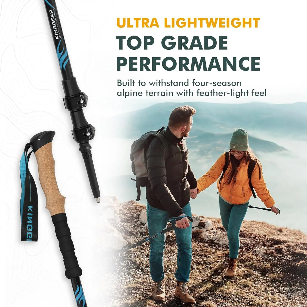 TPC 100% Carbon Fiber Hiking Poles, Telescopic Nordic Trekking, Lightweight Walking Stick with Cork & EVA Handle