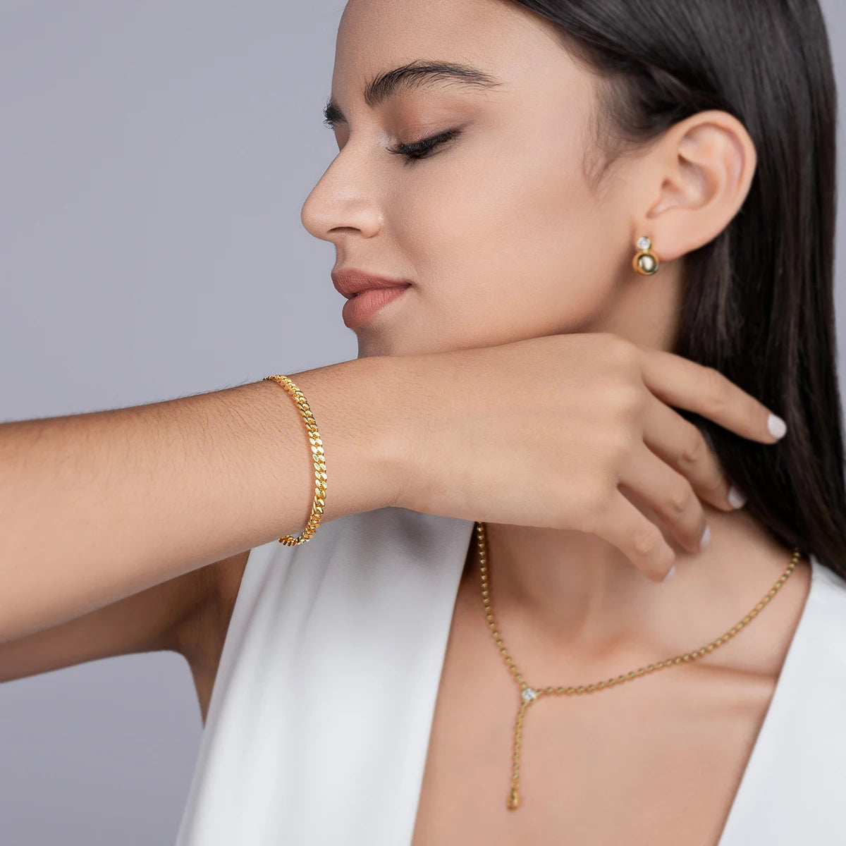 JIUZUAN 4mm Moissanite Bracelet for Women, S925 Silver, 18K Gold Plated, D-Color VVS1, Hypoallergenic Christmas Gift Jewelry