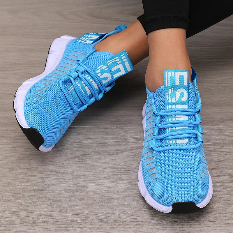Women's Sports Shoes Mesh Lightweight Soft Sole Jogging Strap Breathable Fashion Sports Walking Casual Tennis Flat Shoes for Men