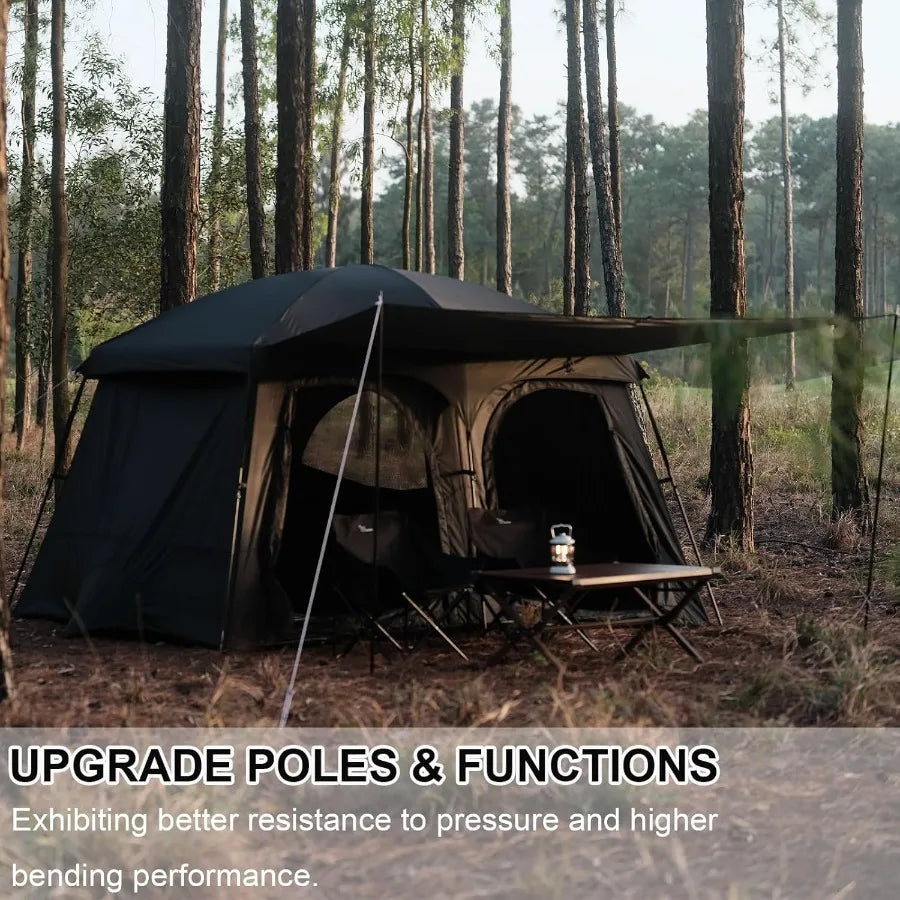 Tents3-4 Person Camping Tent with Extended VestibuleWeather Resistant Family Tents with Breathable Mesh WindowsEasy Install Wat