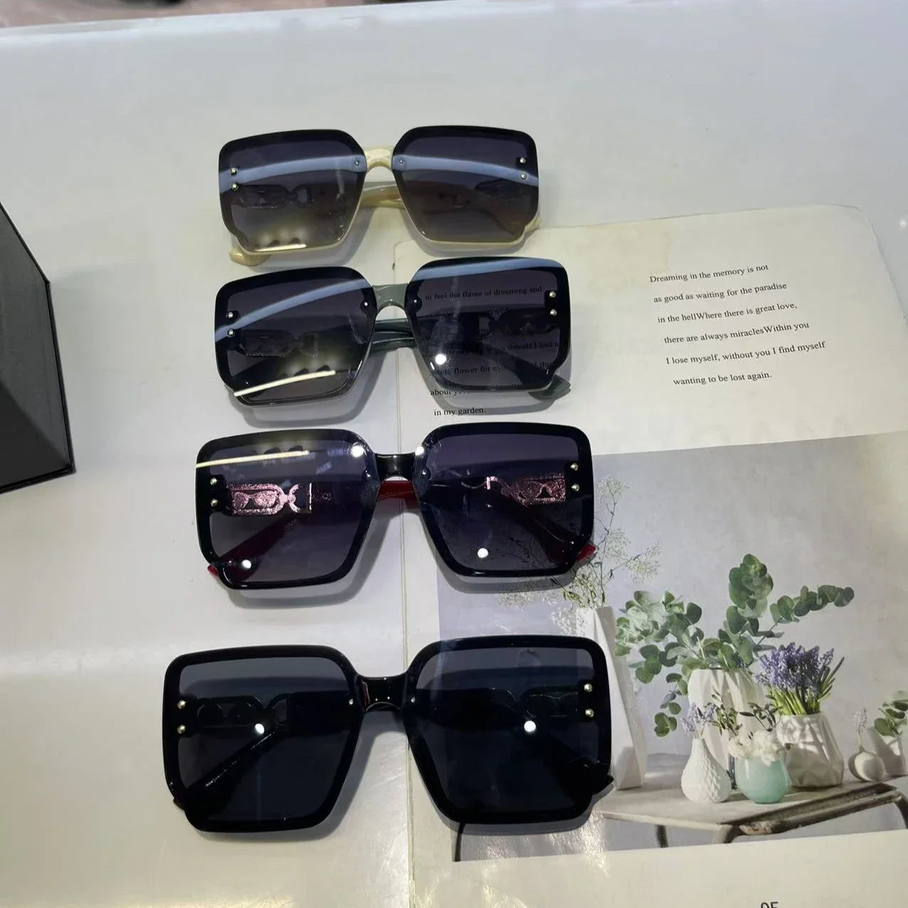 Women's Sunglasses High-definition Light Luxury Rectangular Frame Sunglasses Fashionable Trendy Eyeglass Frames and Sunglasses